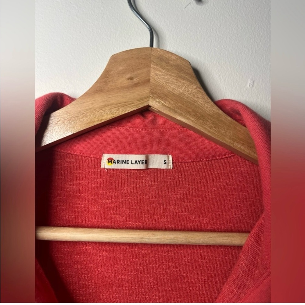 MARINE LAYER VINTAGE TERRYCLOTH SHORT SLEEVE POLO IN SOFT RED SIZE S - Picture 4 of 6